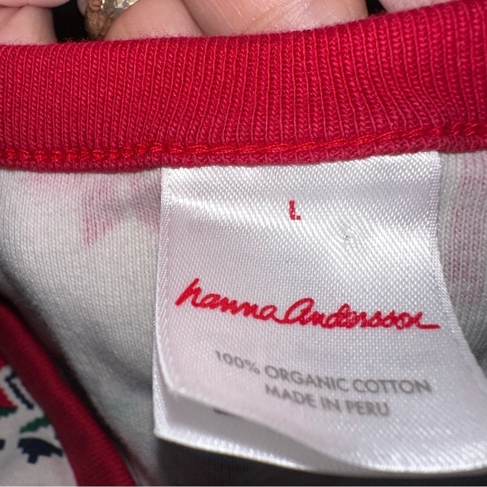 Hanna Anderson Pajama Set Women L Cream NWOT Reindeer Organic Cotton Christmas - Picture 4 of 4